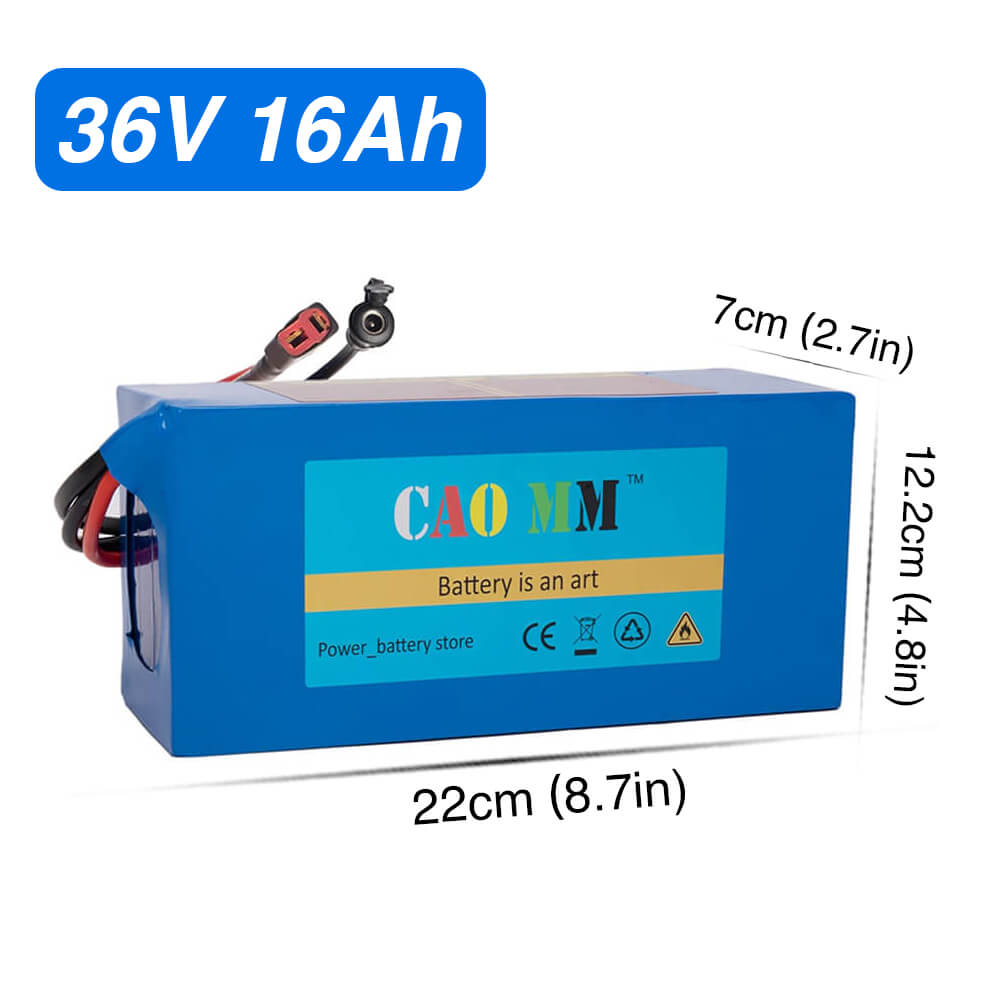 36V-16Ah-CaoMM-Electric-Bike-Lithium-Battery-Size